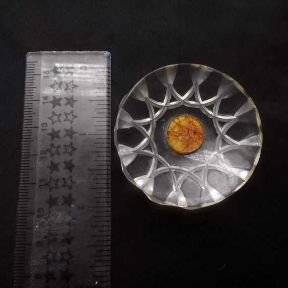 Big Vintage Carved Lucite Piece to Recycle or Upcycle _ Clear Mandala - Picture 6 of 12